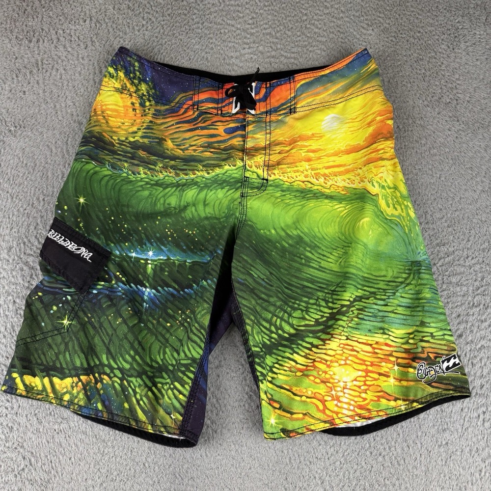 Billabong X Bill Ogden colorful mens board shorts Mens Sz 33 Swim